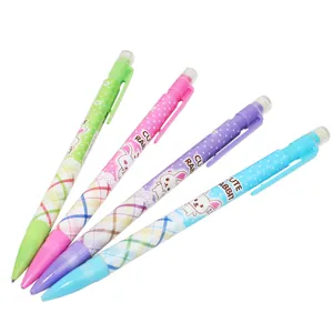 Cute cartoon mechanical pencil set with eraser 0.7mm student writing stationery four colors.