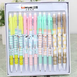 Cute cartoon mechanical pencil detail showing colorful patterned design with eraser for students
