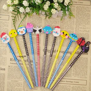 Cute cartoon animal eraser top pencils colorful creative student stationery gift supplies