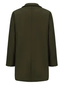 Vue arrière d'un manteau classique en laine pour homme, couleur vert olive élégant