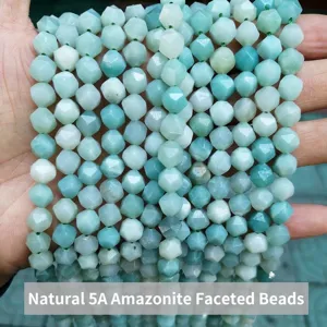 Natural Stone Rhombus Diamond Cut Loose Beads For DIY Jewelry Making Bracelet Necklace Handcraft Polished Gemstone Strand