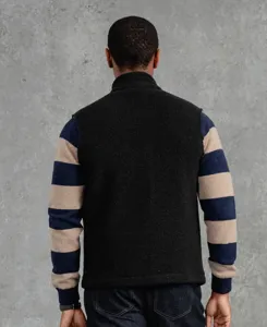 Men's winter fleece vest casual sleeveless outerwear product back view detail display