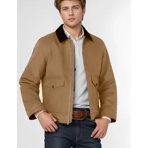 Herren Freizeitjacke aus Baumwolle mit minimalistischem Kontrastkragen und Reißverschluss
