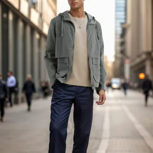 Men's hooded sun-protection jacket casual lightweight outdoor coat for spring and summer wear.