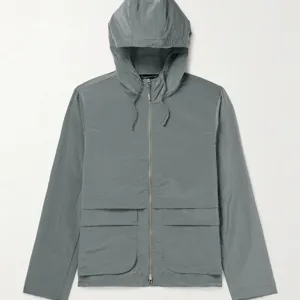 Men's hooded windbreaker jacket casual outdoor sports sun protection coat grey zip up