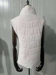 Women winter white stand collar padded vest casual thick sleeveless puffer jacket outerwear