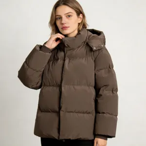 Femme hiver ample capuche couleur unie doudoune decontractee epaisse chaude manteau