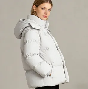Femme hiver couleur unie capuche doudoune decontractee ample chaude epaisse manteau mode