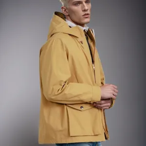 Herren Kapuzenjacke Frühling Herbst einfarbig modische Taschen Oberbekleidung für Männer