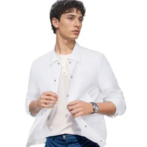 Heren Witte Casual Jas Lente Herfst Effen Kleur Mode Stijlvolle Bovenkleding