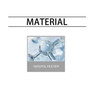 Polyester material structure detail graphic showcasing the fabric composition and quality.