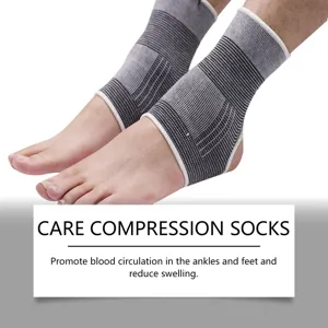 Comfortable compression socks for ankle support, breathable striped fabric to reduce swelling.