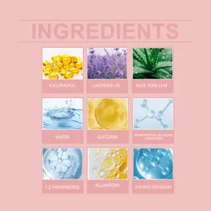 Detailed list of herbal and natural ingredients for sleeping patches including lavender and aloe