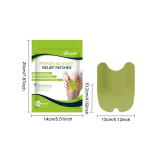 XIMONTH Kräuter Knie-Schmerzpflaster Größendetails und Produktanzeige, 12 Stück.