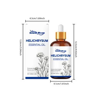 Detail von South Moon Strohblumenöl 100ml mit Produktabmessungen in cm und Zoll markiert