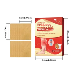 Kräuterpflaster Detail zeigt Produktabmessungen, Verpackungsschachtel und Pflasterlayout.