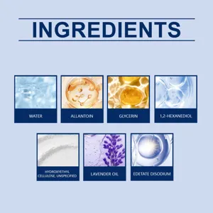 Vista dettagliata degli ingredienti che mostra componenti chiave come olio di lavanda per cerotto.