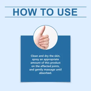 Joint relief spray usage guide detail image showing clear steps for skin application.