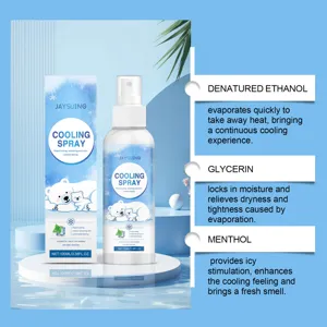 Inhaltsstoffe des Kühlsprays mit Menthol und Glycerin für ein frisches Gefühl.