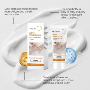 Detailweergave van OceAura okselcrème met vitamine C voor een egale teint en verzorging.