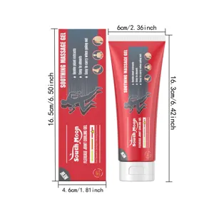 Detailed dimensions of South Moon soothing joint care massage gel tube and packaging box