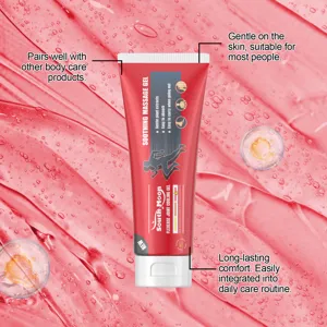 Detail of South Moon joint cooling gel tube against a soothing pink gel background