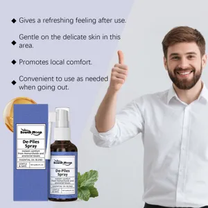Détails du spray South Moon De-Piles montrant les avantages et le format portable 30ml