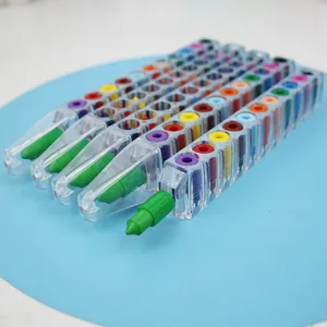 Kreative Mundharmonika stapelbare Buntstifte Set, 12-farbige Plastik Wachsmalstifte Malerei.