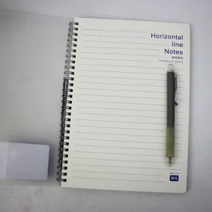 B5 spiral notebook with PP frosted cover and horizontal lines, minimalist design for students.
