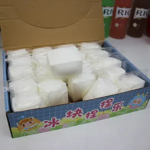 White cube squishy toy stress relief toy set in box, soft slow rising sensory toy fun.