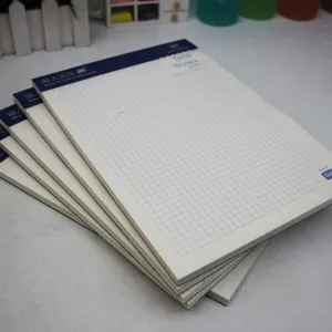Close-up detail of the B5 grid notebook showing double-sided grid paper and minimalist cover.