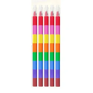 Ceras de colores apilables, juego de crayones multicolores de 8 colores, detalle papelería creativa.
