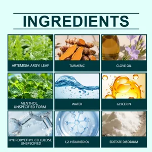 Detailed ingredient list for soothing herbal body care patch, showing natural plant extracts.