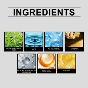 Natural plant extract ingredients detail infographic for soothing massage roller care.