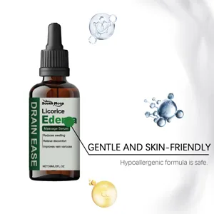 Detailansicht der South Moon Beinmassage-Serumflasche mit sanfter Formelbeschreibung