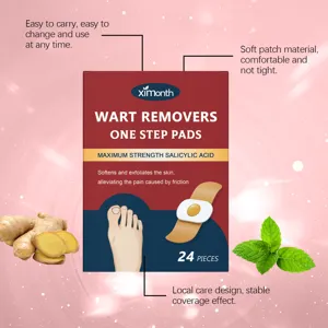 XIMONTH foot care wart removal patch detail shot showing 24 pieces and salicylic acid.