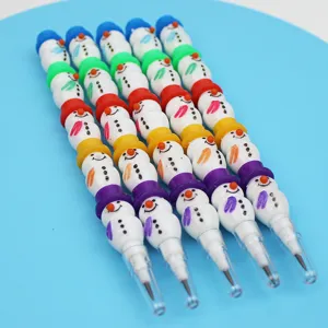 Cute stackable snowman pencils with colorful hats, non-sharpening school stationery for kids