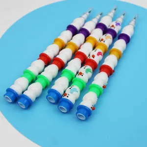 Cute stackable snowman pencils for kids, creative detachable multi-point school stationery.