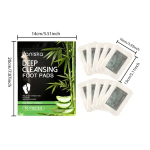 Detailed dimension diagram of Laniska deep cleansing foot pads packaging, 10 pieces