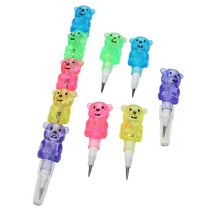 Detailed view of colorful cartoon bear shaped stackable pencil segments for students