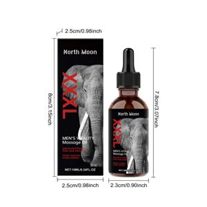 Detailed dimensions for North Moon 10ml Men's Vitality Massage Oil with bottle and box