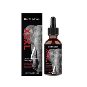 North Moon Men's Vitality Massage Oil in 10ml dropper bottle and black retail box