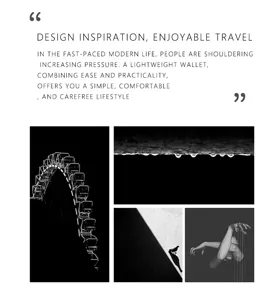 Minimalist black and white artistic collage for slim wallet design inspiration concept.