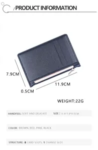 Product details view showing dimensions and specifications for this slim card wallet