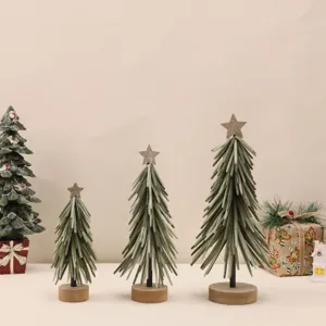 Nordic felt Christmas tree set in three sizes for festive tabletop home decor displays.