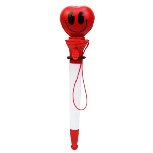 Cute heart slow rebound ballpoint pen novelty decompression stationery with lanyard for kids