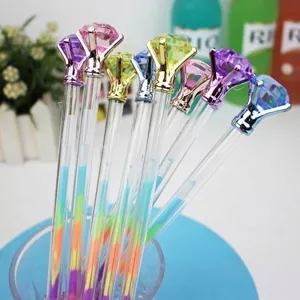 Creative Diamond Top Gel Pen 1.0mm Bullet Tip Rainbow Ink Colorful Gradient Writing Pens For School Office Cute Stationery
