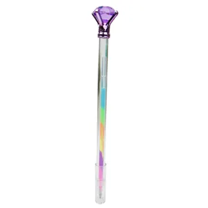 Creative colorful gel pen featuring a large purple diamond top and rainbow ink core