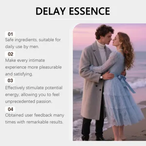 Détail marketing du spray essence de retard pour hommes avec un couple romantique