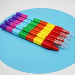Detailansicht von 7-Segment Stapelwachsmalstiften, bunte Kreiden für kreative Kinderkunst.